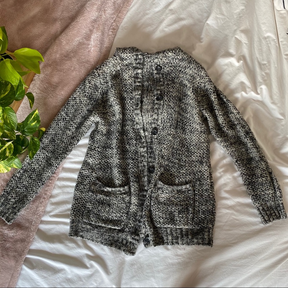 Forever 21 Knit Hooded Heather Grey Cardigan
